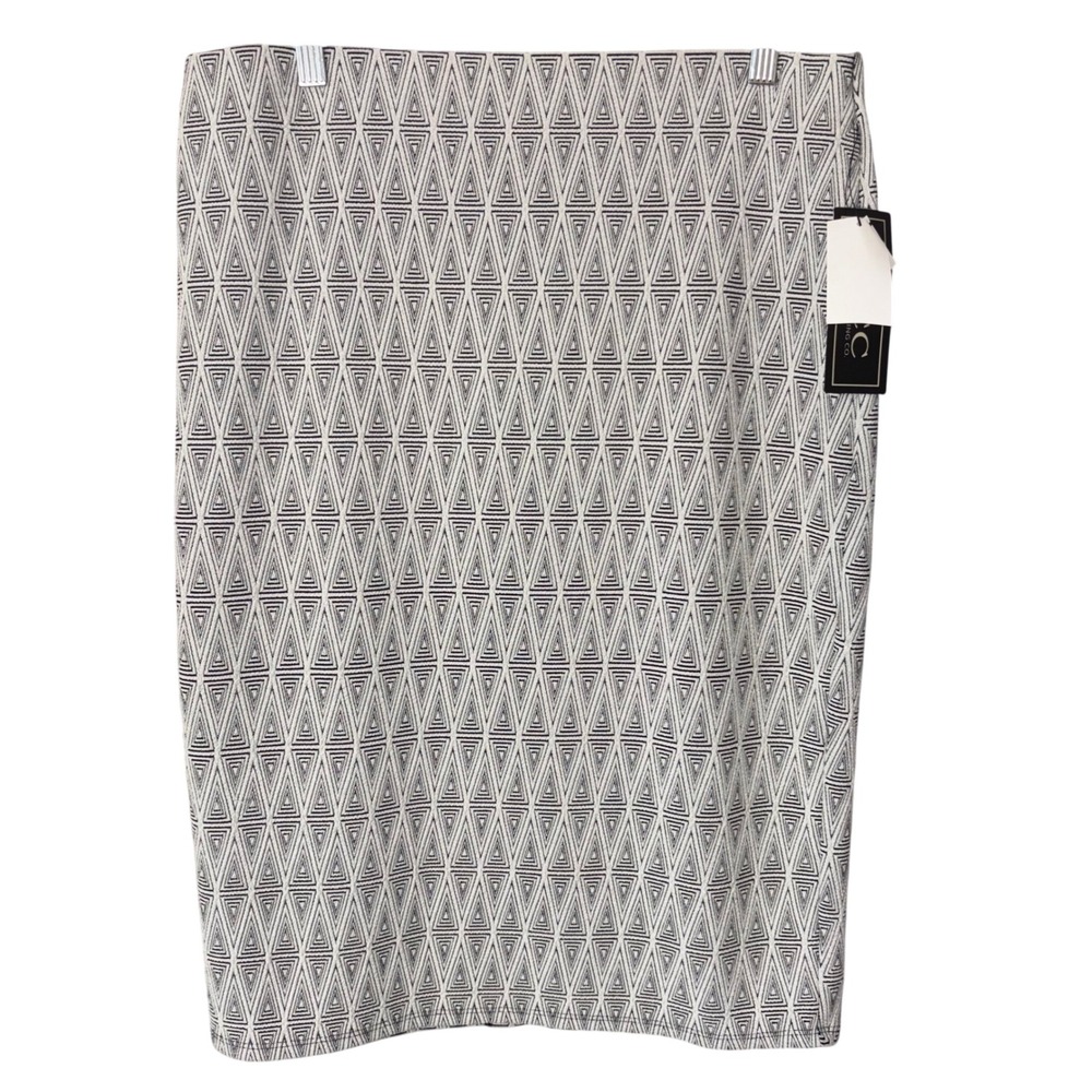 NWT NYCC Women Medium Black‎ White Geometric Pencil Skirt Professional Mod Chic